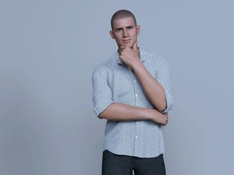 3D Render : Portrait of a smiling young handsome man Illustrazione stock