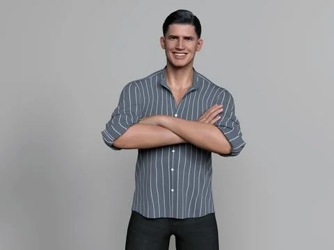 3D Render : Portrait of a smiling young handsome man Illustrazione stock