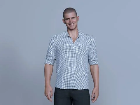 3D Render : Portrait of a smiling young handsome man Stock Illustration