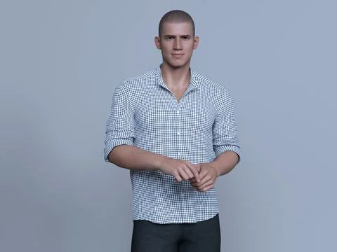 3D Render : Portrait of a smiling young handsome man Stock Illustration