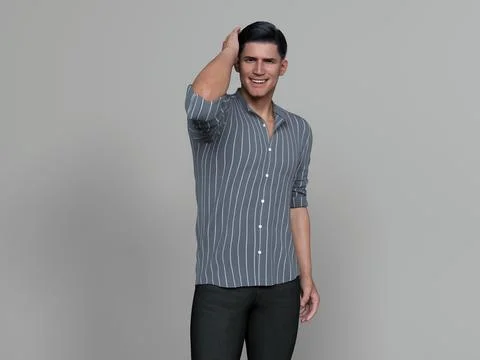 3D Render : Portrait of a smiling young handsome man Illustrazione stock