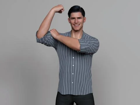 3D Render : Portrait of a smiling young handsome man Illustrazione stock