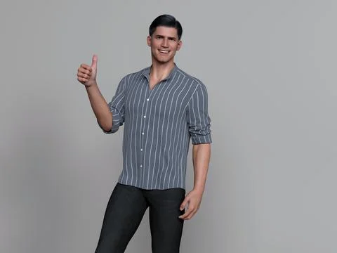 3D Render : Portrait of a smiling young handsome man Stock Illustration