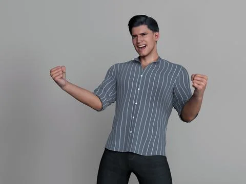 3D Render : Portrait of a smiling young handsome man Illustrazione stock