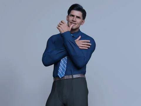 3D Render : Portrait of a smiling young handsome man Stock Illustration