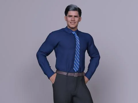 3D Render : Portrait of a smiling young handsome man Illustrazione stock