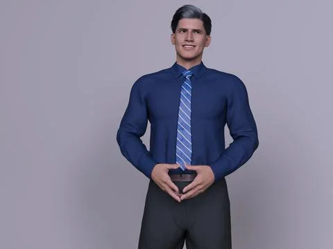 3D Render : Portrait of a smiling young handsome man Stock Illustration