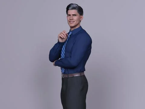 3D Render : Portrait of a smiling young handsome man Illustrazione stock