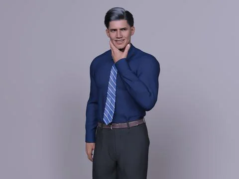 3D Render : Portrait of a smiling young handsome man Illustrazione stock