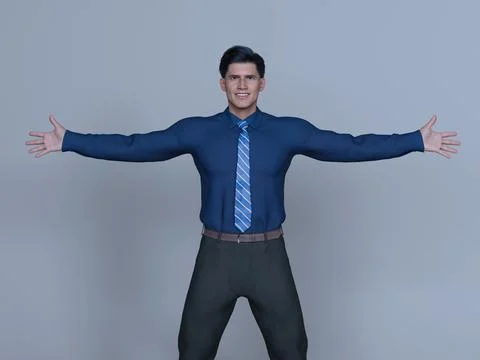 3D Render : Portrait of a smiling young handsome man Stock Illustration