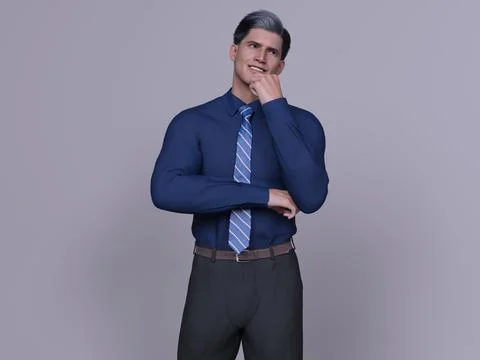 3D Render : Portrait of a smiling young handsome man Illustrazione stock