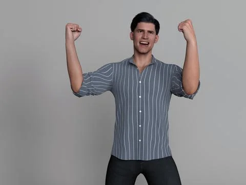 3D Render : Portrait of a smiling young handsome man Illustrazione stock