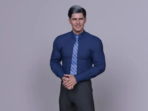 3D Render : Portrait of a smiling young handsome man Stock Illustration