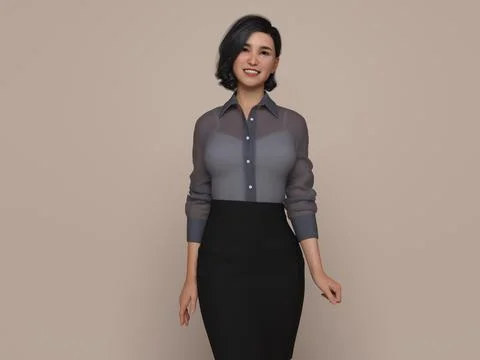 3D Render : Portrait of a smiling young beautiful woman Stock Illustration