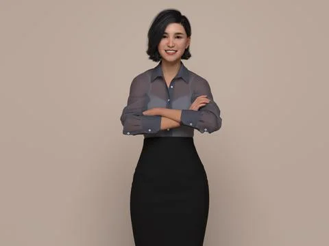 3D Render : Portrait of a smiling young beautiful woman Illustrazione stock