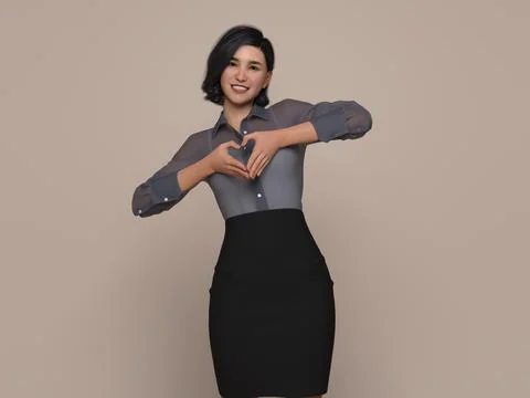 3D Render : Portrait of a smiling young beautiful woman Stock Illustration