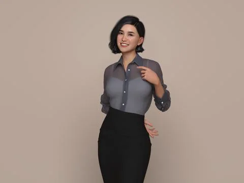 3D Render : Portrait of a smiling young beautiful woman Illustrazione stock