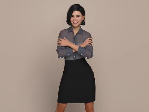 3D Render : Portrait of a smiling young beautiful woman Illustrazione stock