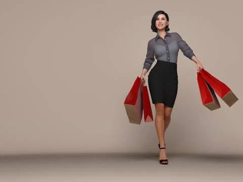 3D Render : Portrait of a smiling young beautiful woman Illustrazione stock