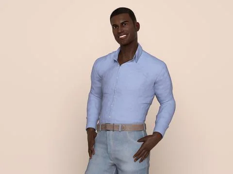 3D Render : Portrait of a smiling young handsome man Illustrazione stock