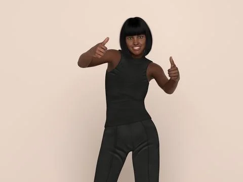 3D Render : Portrait of a smiling young beautiful woman Stock Illustration