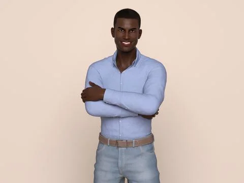 3D Render : Portrait of a smiling young handsome man Illustrazione stock