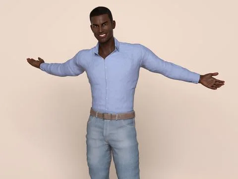 3D Render : Portrait of a smiling young handsome man Stock Illustration