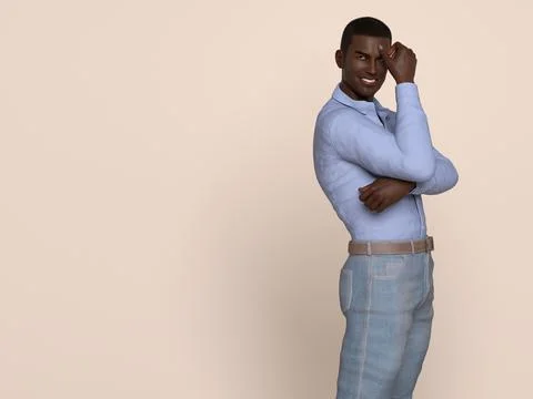 3D Render : Portrait of a smiling young handsome man Illustrazione stock