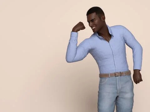 3D Render : Portrait of a smiling young handsome man Stock Illustration