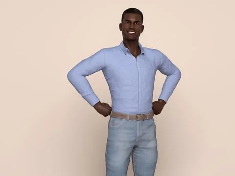 3D Render : Portrait of a smiling young handsome man Stock Illustration