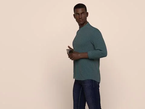 3D Render : Portrait of a smiling young handsome man Illustrazione stock