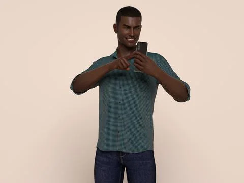 3D Render : Portrait of a smiling young handsome man Stock Illustration