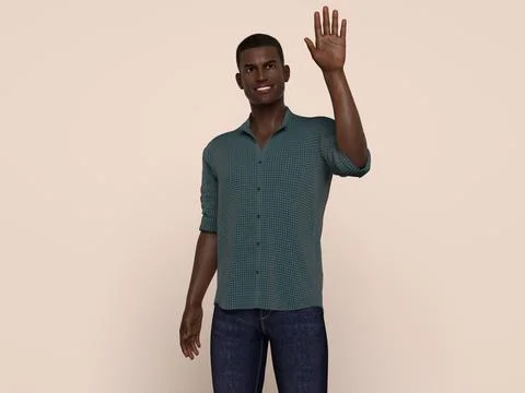 3D Render : Portrait of a smiling young handsome man Illustrazione stock