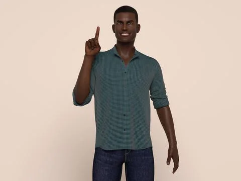 3D Render : Portrait of a smiling young handsome man Stock Illustration