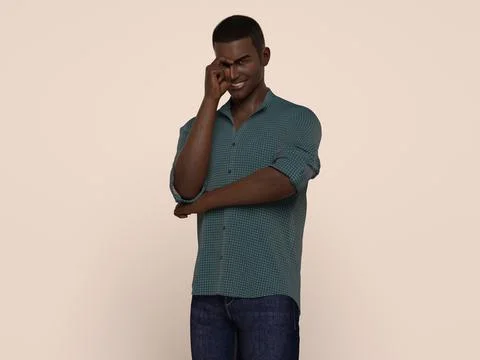 3D Render : Portrait of a smiling young handsome man Illustrazione stock