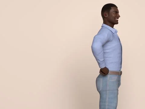 3D Render : Portrait of a smiling young handsome man Stock Illustration