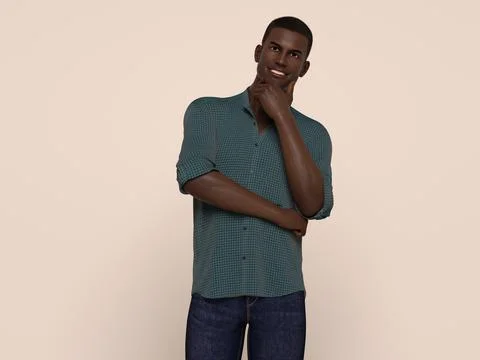 3D Render : Portrait of a smiling young handsome man Illustrazione stock