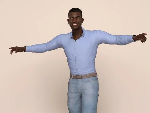 3D Render : Portrait of a smiling young handsome man Stock Illustration