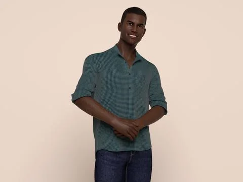 3D Render : Portrait of a smiling young handsome man Stock Illustration