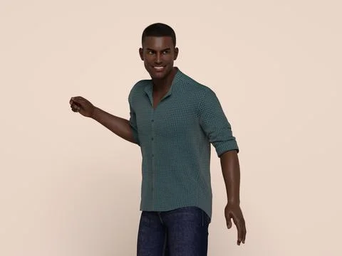 3D Render : Portrait of a smiling young handsome man Illustrazione stock