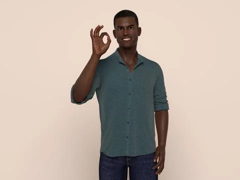 3D Render : Portrait of a smiling young handsome man Illustrazione stock