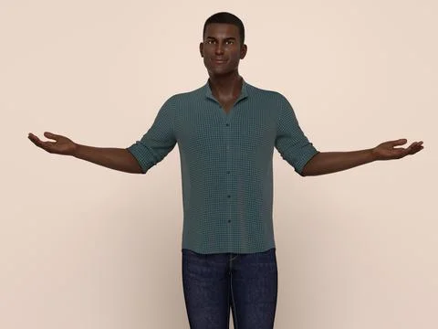 3D Render : Portrait of a smiling young handsome man Stock Illustration