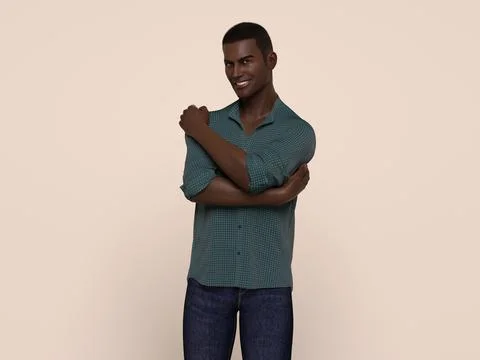 3D Render : Portrait of a smiling young handsome man Stock Illustration