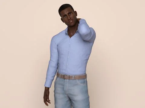 3D Render : Portrait of a smiling young handsome man Illustrazione stock