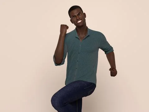 3D Render : Portrait of a smiling young handsome man Stock Illustration