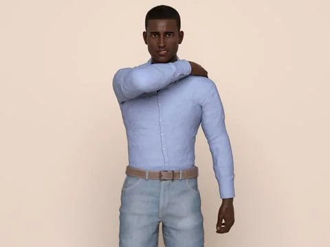 3D Render : Portrait of a smiling young handsome man Stock Illustration