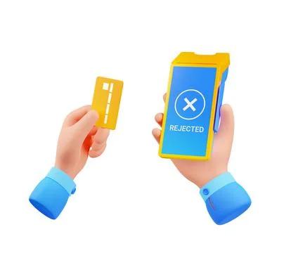 3d render pos terminal rejection, refusal cancel Stockillustratie