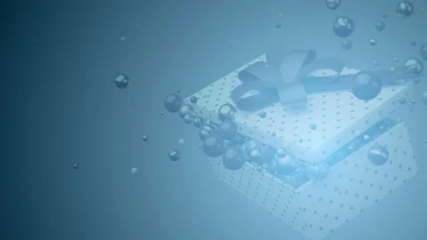 3d render positive background with gift  box filled with balls. Stock Footage 168069829