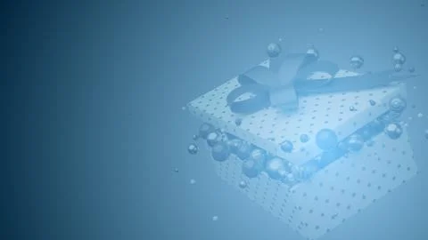 3d render positive background with gift  box filled with balls. Stock Illustration