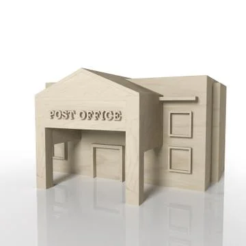 3D render of post office building with reflection,isolated on white Stock Illustration